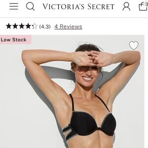 Victoria's Secret Black Crochet Scuba Pus-Up Bikini Top